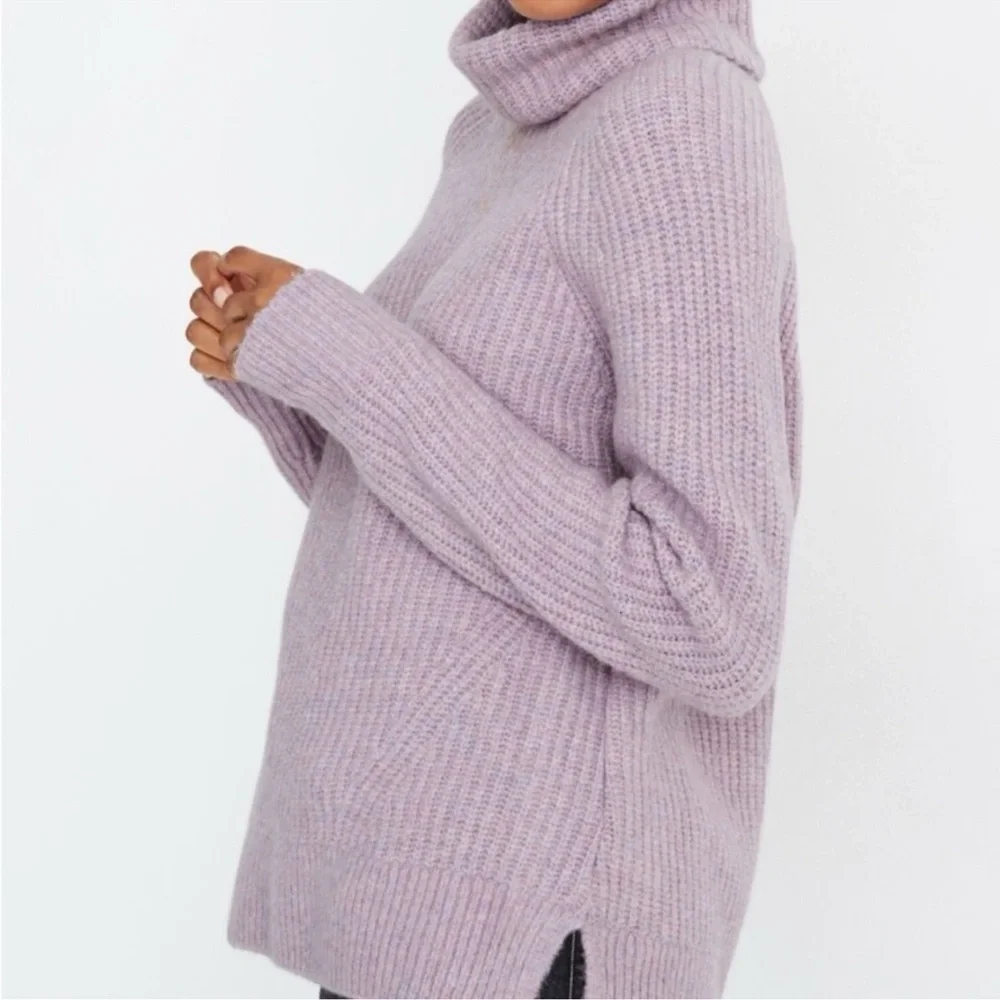 Madewell Mercer Turtleneck Sweater in Lavender Coziest Yarn